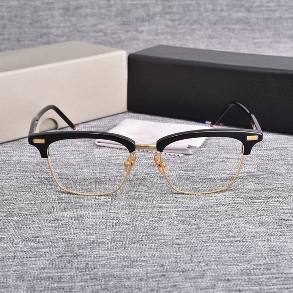 

new york thom brand classic square glasses frame men optical myopia eyeglasses women alloy acetate semi rimless prescription reading eyewear, Silver