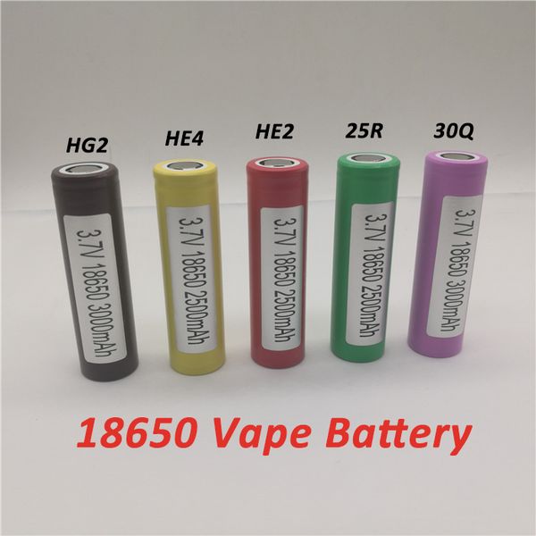 

25r 30q hg2 he4 vtc4 vtc5 vtc6 18650 vape battery 2500mah 3.7v 20a flat-battery rechargeable lithium for ecig kits and mods