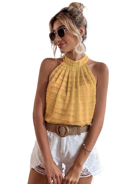 

keyhole back fuzzy solid halter 576x#, White