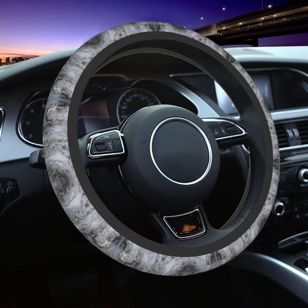 Coprivolante Grigio Marmo Texture Pattern Copertura universale per berlina Soft Car Protector Accessori auto da 15 pollici Sterzo