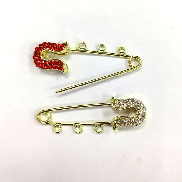 

4cm gold /silver plated small alloy rhinestone safety pins brooches islamic crystal hijab scarf u shape baby pins with 3 loops for diy jewel