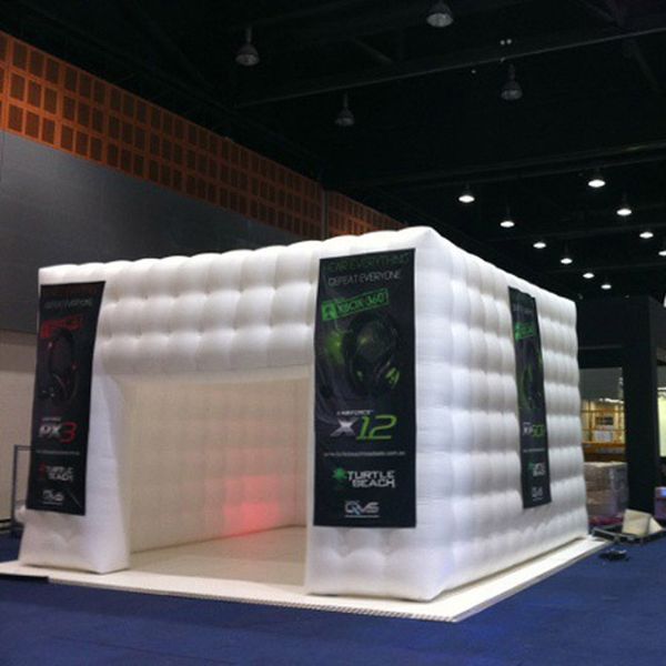 

party white inflatable cube tent with led lights p booth kiosk for exhibition