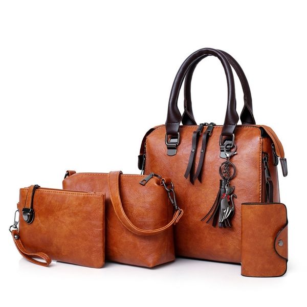 

4pcsset ladies handbags female pu leather shoulder messenger bags women composite bags tote bag bolsa feminina 220707