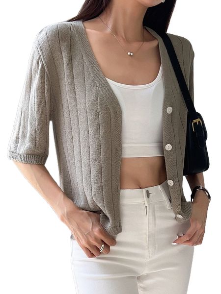 

dazy ribbed knit button front cardigan g4cx#, White;black