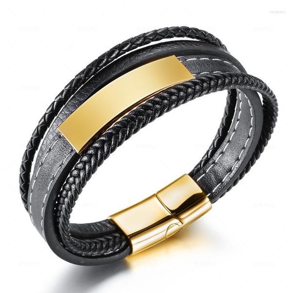 Bracelets de charme Pessoas modernas de explosão criativa estilo punk multi-camada de couro bracelete masculino de moda BraceLetcharm kent2