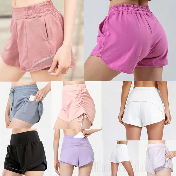 

2021 womens lu-33 yoga shorts pants pocket quick dry gym sport outfit high-quality style lulu summer dresses elastic waist r0q5#, White;red