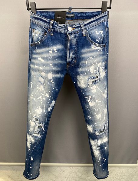 

dsq phantom turtle classic fashion men's jeans hip hop rock moto men casual design ripped jeans distressed skinny denim biker dsq jeans, Blue