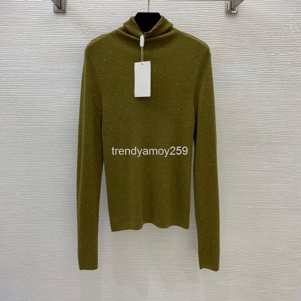 

women's knits & tees heavy industry drill 70%wool bottoming shirt pile collar high extended cuff hole digging sweater, White