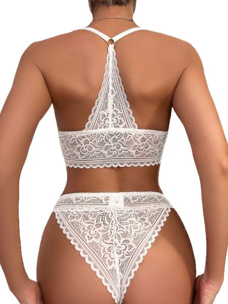 

ring linked scallop trim lace lingerie set s2be#, Black;red
