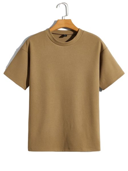 

men solid drop shoulder tee 07x0#, White;black