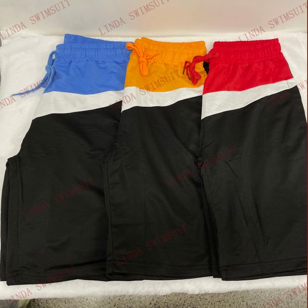 Shorts masculinos para o verão contton cotton tecido multi color splicing desinger logotipo imprimir núcleos de cores casuais calças de lazer de rua soltas