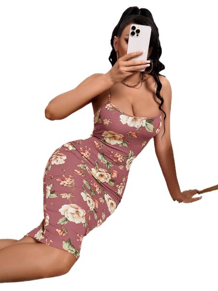 

floral print cami dress o2ir#, Black;gray