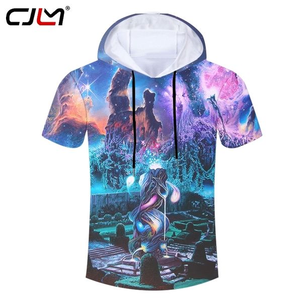 

factory quick dry polyester apparel fashion design 3d full print colorful starry sky hoodie tshirt streetwear clothes 220623, White;black