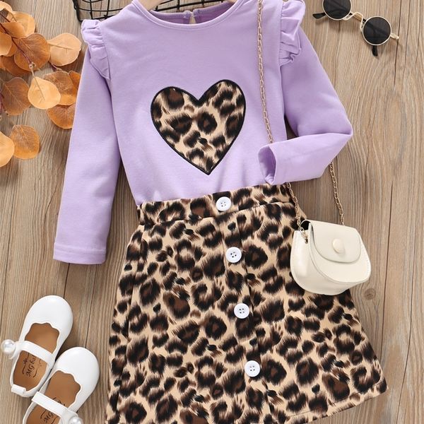 

toddler girls heart embroidery ruffle trim & leopard print skirt she07, White