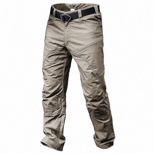 

elastic fabric military tactical pants men urban combat trousers outdoor waterproof ripsmulti pockets casual cargo men's p50u#, Black
