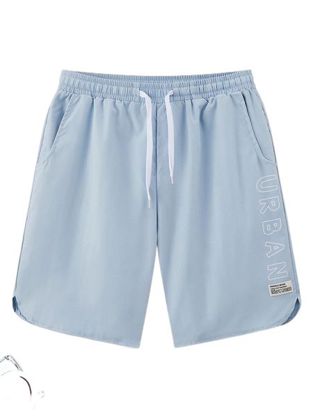 

men letter graphic drawstring waist shorts 88w0#, White;black