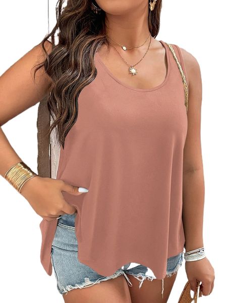 

plus backless solid tank d9g4#, Black