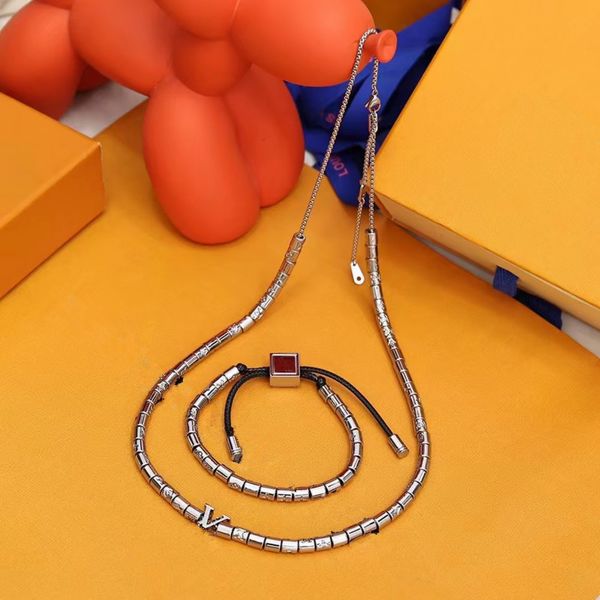 

new italian brand jewelry silver letter beaded necklace men's and women's fashion street bracelet birthday gift