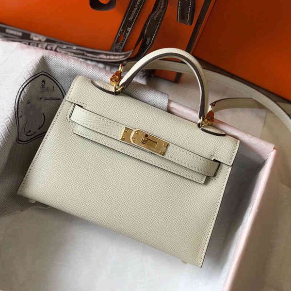 

herme kelys women's bags h french togo litchi grain cowhide buckle fashion single shoulder diagonal span small wool white