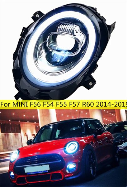 Luzes dianteiras led para mini f56 2014-19 f54 f55 f57 r60 lente led completa sinal de volta luz principal lâmpada de circulação diurna