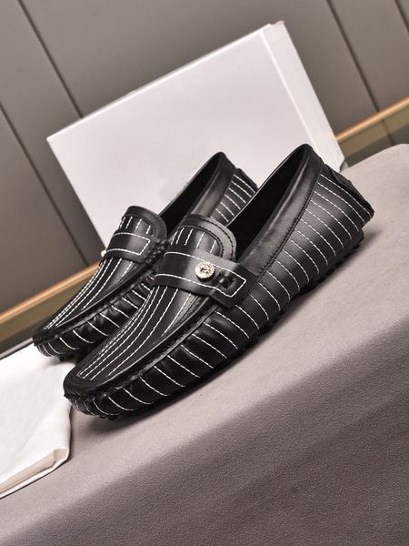 

2022 male wedding formal party dress shoes men genuine leather business flats brand designer casual loafers size 38-45, Black