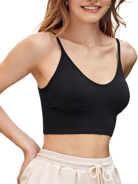 

luvlette solid seamless bralette m3xq#, Black;red