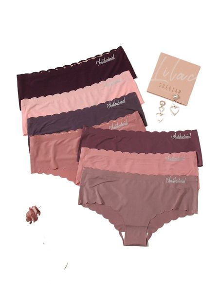 

7pack letter tape panty set u4e6#, Black;red