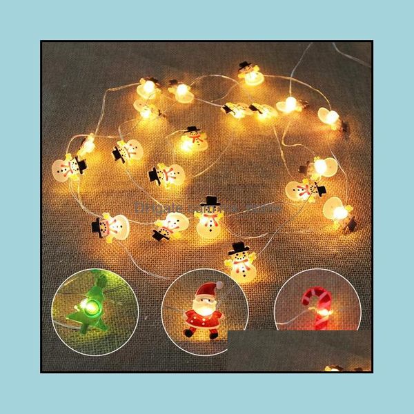 Decorazioni natalizie Feste Party Supplies Giardino 2m Babbo Natale Luci a corde a LED Garland Flakes Cristo DHM9M