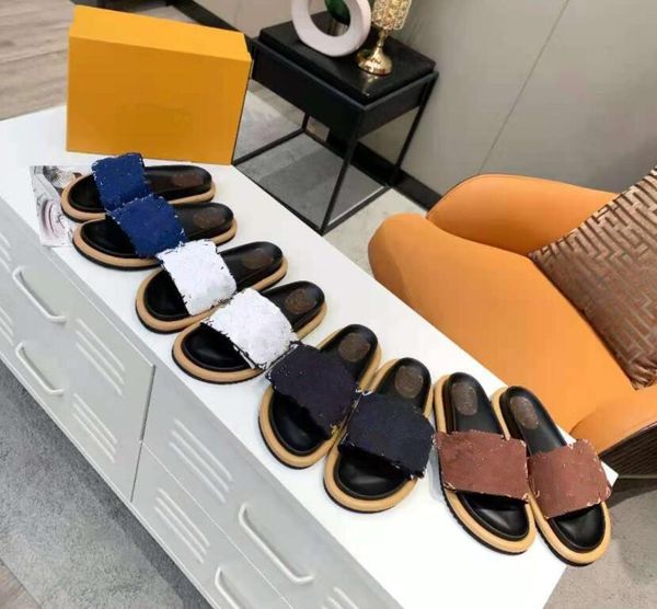 

pool pillow slipper revival flat mules shoes 2022ss men women slides sandals designer black blue waterfront br shoe''louise'&