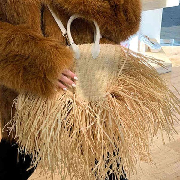 

fashion tassel straw bags rattan weave women hand designer luxury handmade paper shoulder crossbody summer beach kl924220505