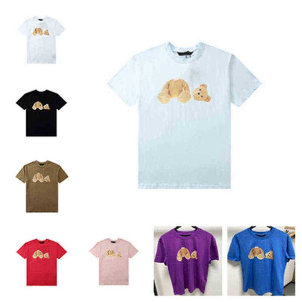

2022 fashion couple t-shirt men short sleeve high-quality cotton women models mens trend shirt palms, White;black