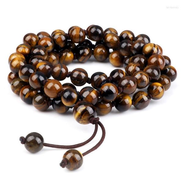 Perlenstränge 8 mm Tigerauge Gebetskette Armband Charm Buddha Mala Meditation Halskette für Frauen Männer Naturstein Yoga Schmuck Geschenk Lars2