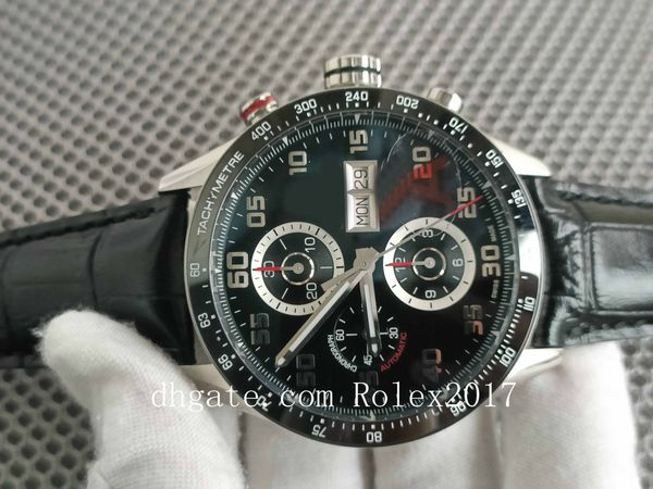 

mens quality chronograph wristwatches workin maker 42mm cosmograph carbon black band bracelet cal.7750 eta movement automatic black dial wat, Slivery;brown