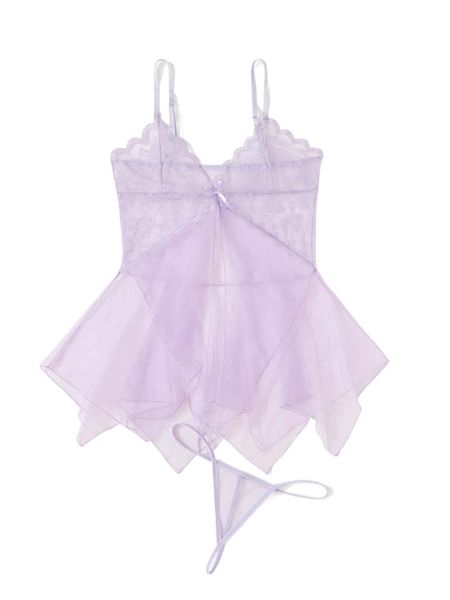 

contrast lace sheer mesh slips with thong b0wq#, Black;red