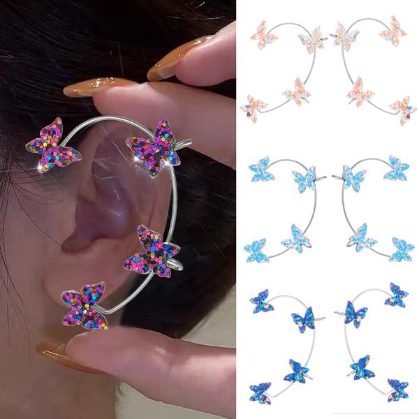 

korean style butterfly ear clips without piercing for women sparkling zircon ear cuff clip earrings wedding party jewelry gifts 10styles, Silver