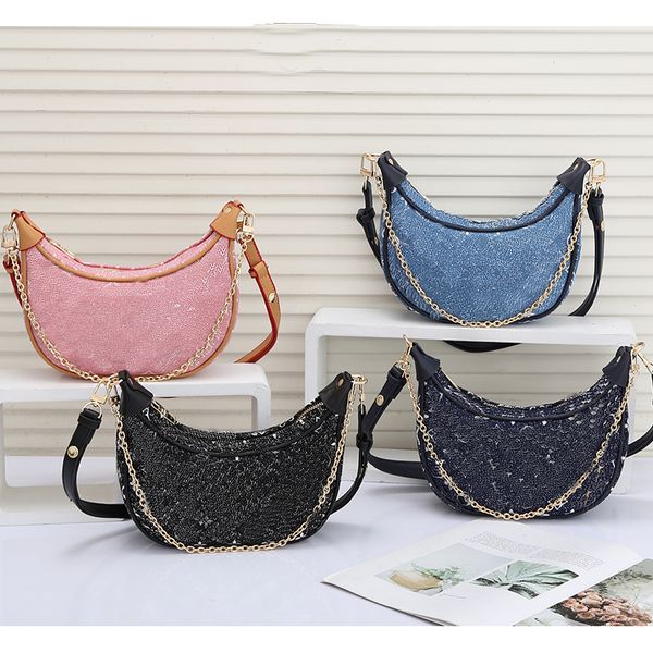 

louiseity 1 viutonity loop chain half-moon bags croissant leather women body cruise 2022 baguette cross designer monograms canvas vkevg