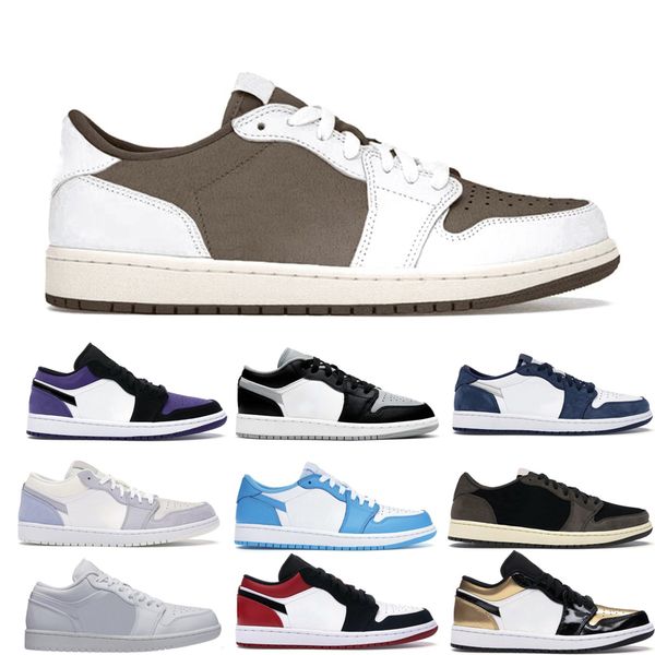 

jumpman 1s low basketball shoes man woman triple white court purple grey black toe trainers fast quick