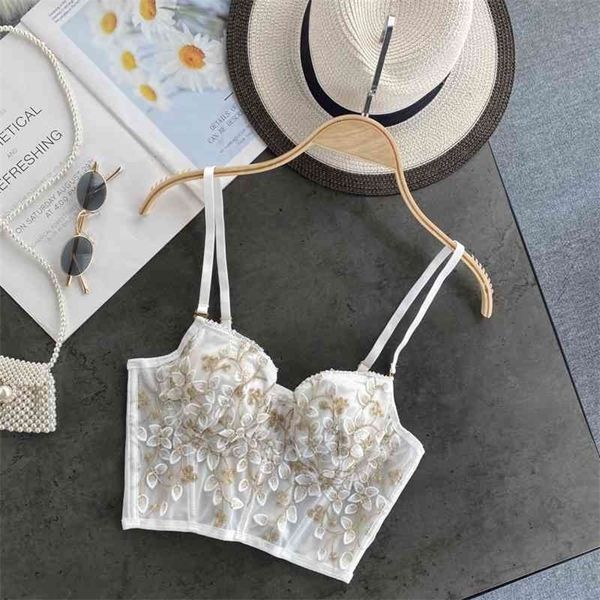 

dancing halter vest women's wear ins embroidery underwear fashion wear sleeveless bustier crop clothing p894 210326, White