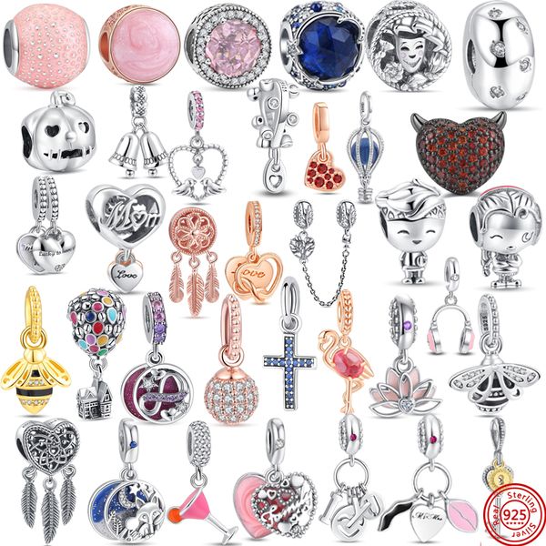 925 perle di fascino d'argento penzolanti perle di vetro Mamma Love Bead Fit Pandora Charms Accessori per gioielli fai -da -te bracciale