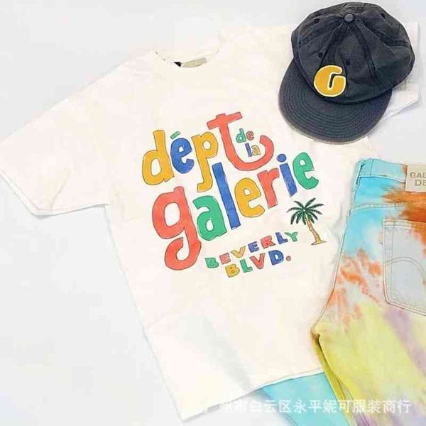

letter fashion gallerydept mens color graffiti summer short sleeve men's and women's street t-shirt, White;black