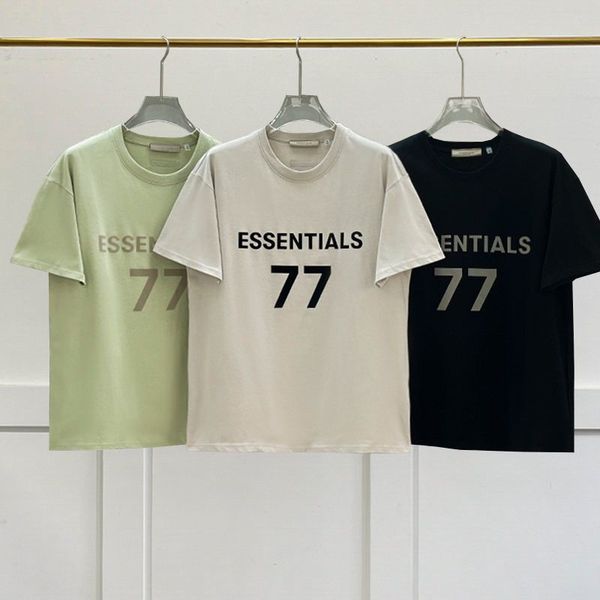 

2022 men and women essentials 77 tee printing short sleeve summer crew neck high version shirt design, White;black