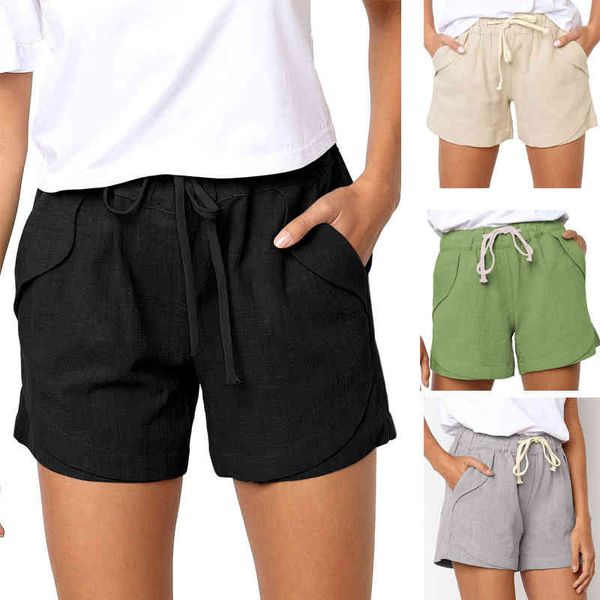 

women's pants & capris four corner casual shorts women's 2022 summer european high waist lace up elastic sports pants njmq, Black;white