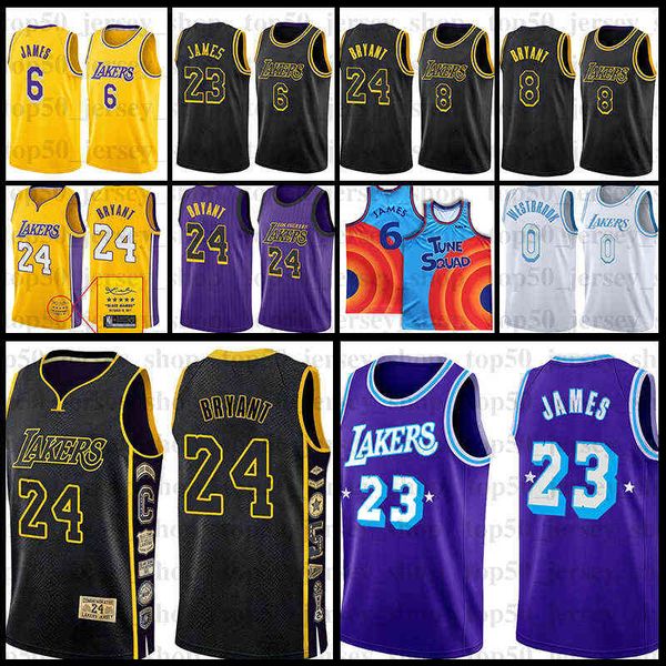 Carmelo 7 Anthony 3 Davis 75. Los 2021 2022 Russell 0 Angeles LeBron Westbrook 6 City James Bryant Basketball-Trikots Purple Edition Gold l