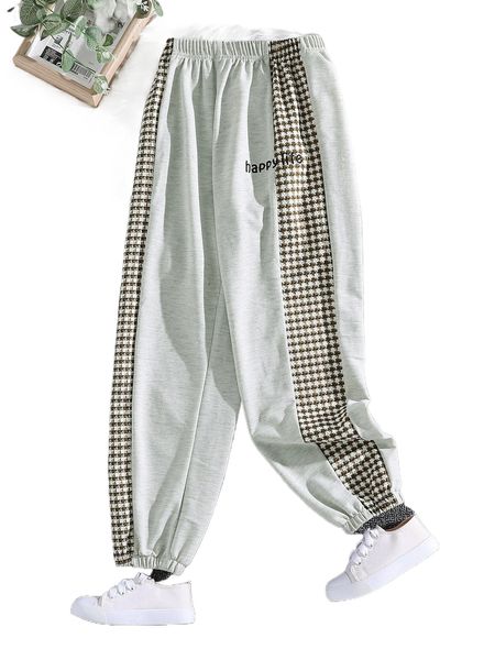 

girls letter graphic elastic waist pants o5ry#, Black;white