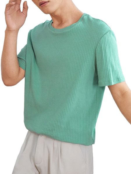 

men solid rib-knit tee d0yt#, White;black