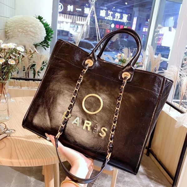 

classic designer luxury handbags women's beach bags brand ch metal badge tote bag small mini evening handbag female capacity large leat, Black;red
