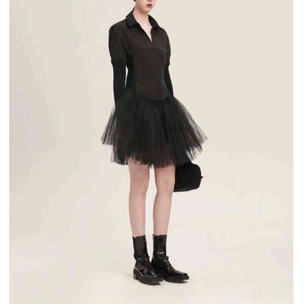 

women's tracksuits autumn design shirt mesh skirt set chacha ball light mature solid color 42ty, Gray