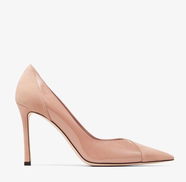 

women pumps genuine leather high heels j-m cass 95mm caper green suede and patent pump luxury design shoes wedding party dress 35-43 box, Black