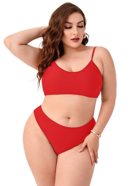 

plus plain high waisted bikini swimsuit d8il#, White;black