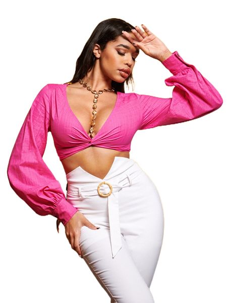 

sxy twist front cut out crop 407m#, White